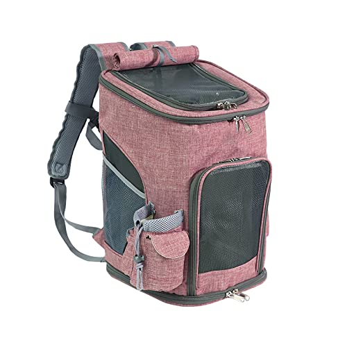 Katzentragetasche Rucksack, Faltbarer Haustier Rucksack Tragetasche für Katzen und kleine Hunde, Atmungsaktiver Hundetrage Rucksack, Ideal für Wandern Reisen Outdoor Gebrauch Rosa von OYUEGE