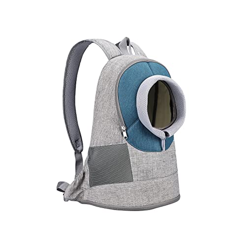 Komfortabler Rucksack für Hunde und Katzen, Welpen, Haustier-Frontrucksack mit atmungsaktivem Head-Out-Design und gepolsterter Schulter für Wandern, Outdoor-Reisen (blau) von OYUEGE