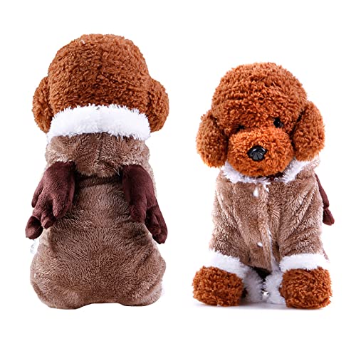 Pet Supplies Puzzle Bommel-Stil Haustier Biber Winter Kleidung mit Hut Hund Kostüm Warm Casual Coat Hoodie 【S Color-5】 von OYUEGE