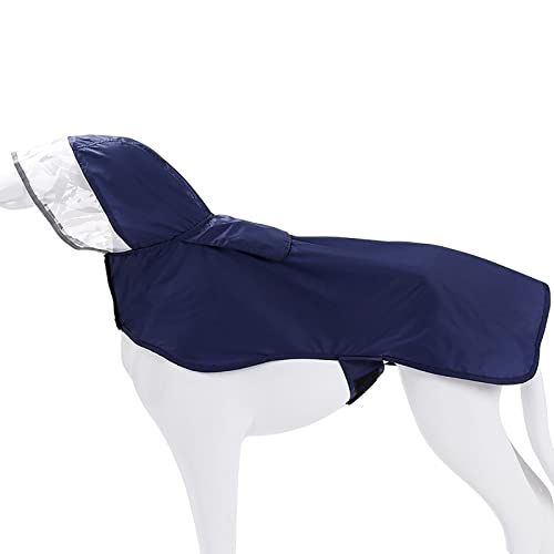 Wasserdichter Hunde-Regenmantel, verstellbar, reflektierend, leicht, mit Poncho-Kapuze, Welpen-Regenmantel, Regenjacke für Hunde, Blau, XS von OYUEGE