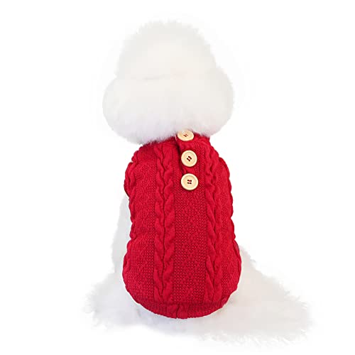 Winter Hund Warm Pullover Welpen Kleidung Kleine Hunde Chihuahua Strickpullover Rollkragenpullover 【XXL Rot】 von OYUEGE