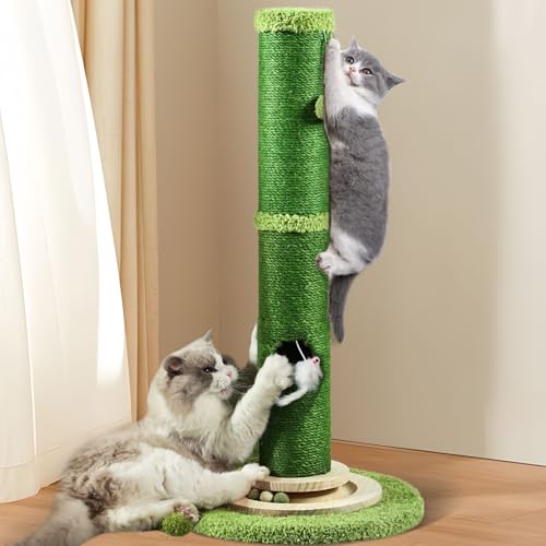 OYX Kratzbäume für Indoor-Katzen Erwachsene, 80,8 cm hoher Katzenkratzbaum, unteres Mausloch und interaktive Ballbahn, oben hängender interaktiver Ball für große Katzen, Kätzchen und alle Arten von von OYX