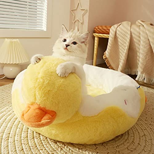 OYhmc 55x55x15cm Selbsterhitzende Ente Form High Elastic Foam Haustier Katze Bett Sofa für Katzen und Welpen, gelb + weiß von OYhmc