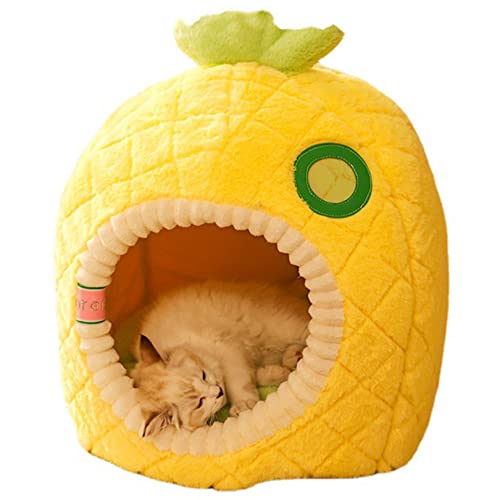 OYhmc Indoor Katze Katze Bett, Ananas Form Haustier Katze Hausmöbel, Kätzchen Zelt Loch, niedliche Welpen Bett, abnehmbar und waschbar gepolstert von OYhmc