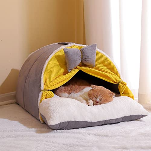 OYhmc Katzenschlafsack, Kunstpelz Stoff Katzenbett Cave Nest, Haustier bequem weiches waschbares Bett mit rutschfestem Boden für Indoor Welpen und Kätzchen von OYhmc