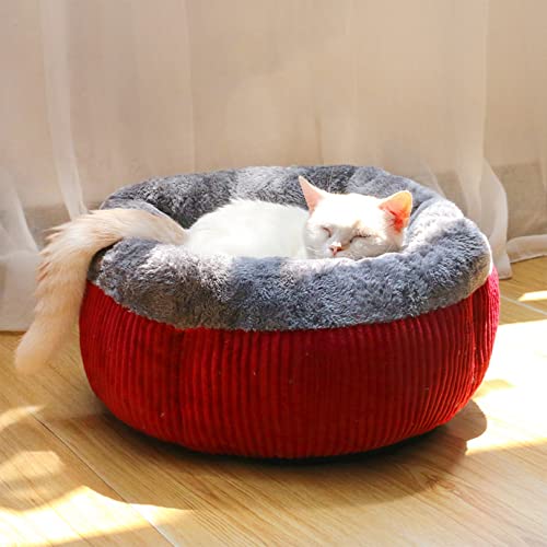 OYhmc Modernes, weiches, rundes Katzenbett, ideal für Katzen oder Welpen im Haus, Selbsterwärmung im Herbst und Winter, Indoor-Nickerchen, Komfortables Katzenbett, Rutschfester Boden von OYhmc