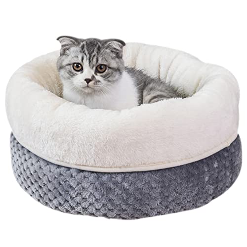 OYhmc Pet Craft Indoor Katze rundes Katzenbett, superweicher Plüsch, Memory-Schaum, maschinenwaschbar, beruhigendes Katzenbett von OYhmc