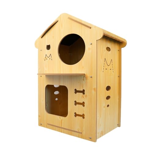 OZWYCY Katzenhaus Haustiervilla Holzhaus Katzenhaus Zwinger Schlafzimmer Zuhause Holzspleißmontage Katzenvilla Haus Robust Katzen Haus(C2) von OZWYCY