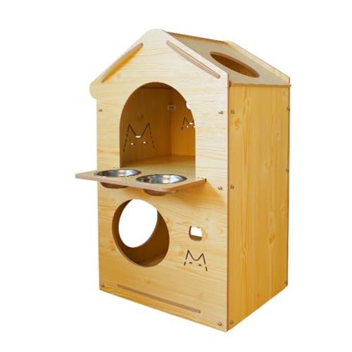 OZWYCY Katzenhaus Haustiervilla Holzhaus Katzenhaus Zwinger Schlafzimmer Zuhause Holzspleißmontage Katzenvilla Haus Robust Katzen Haus(C3) von OZWYCY