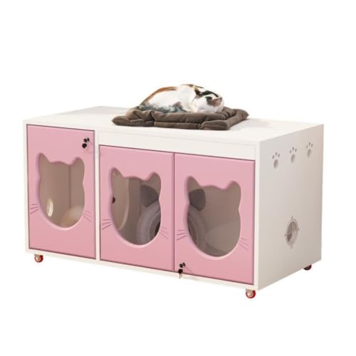 OZWYCY Katzenhaus Massivholz-Katzenkäfig, Luxus-Villa, Zuhause, for den Innenbereich, übergroße Cattery, konstante Temperatur, for Katzen im Kreißsaal Katzen Haus(Pink,120 * 60 * 118.4) von OZWYCY