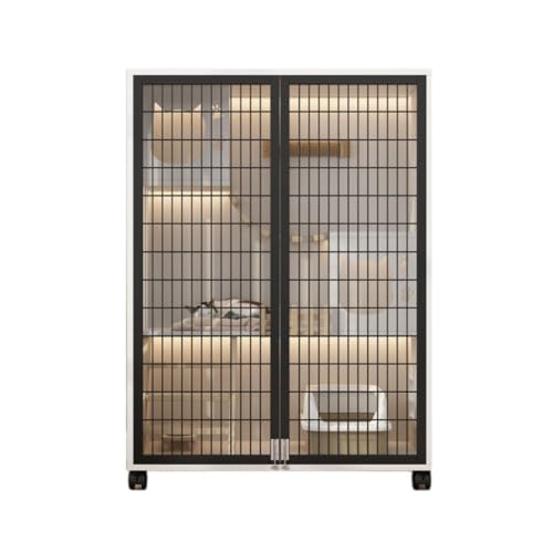 OZWYCY Katzenhaus Katzenvilla, Massivholz-Katzenkäfig, extra großer Freiraum, Katzenhaus, Zuhause, Innenbereich, luxuriöses Katzennest, Katzenschrank Katzen Haus(A,150x60x120) von OZWYCY