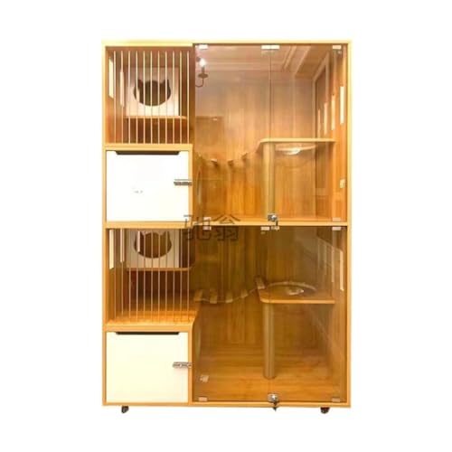 OZWYCY Katzenhaus Massivholz-Katzenkäfig, Cattery, Katzenschrank, Vitrine, Pflegeschrank, Zuchtschrank, Katzenklettergerüst Katzen Haus(A 120 * 60 * 180) von OZWYCY