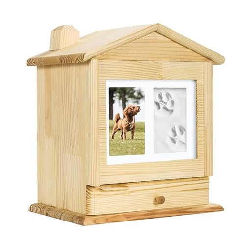 Oadnijuie Haustierurne für Hunde, Asche, Verlust, Geschenke, Gedenk-Bilderrahmen, Holzbox, Einäscherung, solide, Foto-Hunde, Beerdigung, Schatulle, Zubehör, Holzurnen für Haustiere, Holzurnen für von Oadnijuie