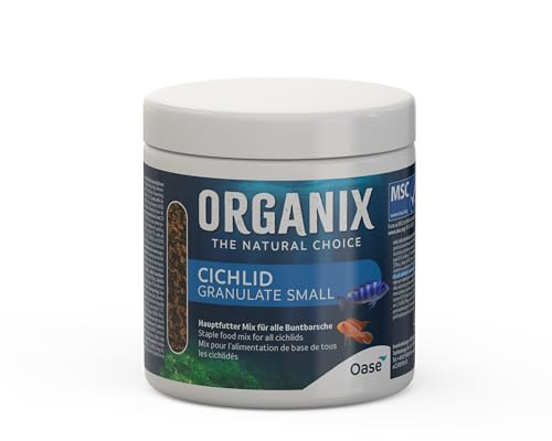 OASE ORGANIX Cichlid Granulate S 250 ml - Sepzialfutter für alle Buntbarsche bis 6 cm, Aquarienfutter in Granulatform mit hohen Nährwerten von Oase