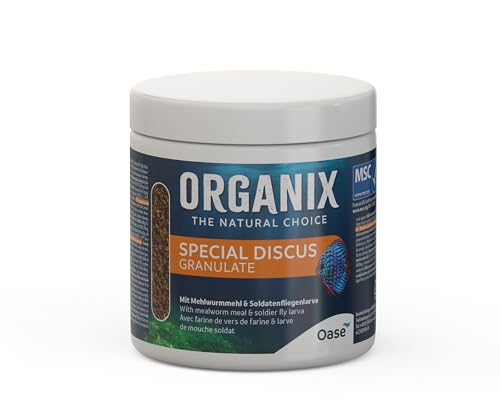 OASE ORGANIX Discus Special Granulate 250 ml - Aquarienfutter für Diskusfische, für eine stressfreie Fütterung, unterschiedliches Sinkverhalten von Oase