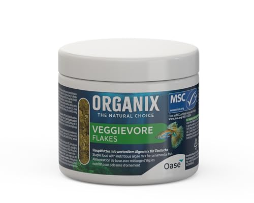 OASE ORGANIX Veggievore Flakes 175 ml - Fischfutter in Flockenform, für Aquarienfische, Hauptfutter für Zierfische, mit hohem Algenanteil von Oase