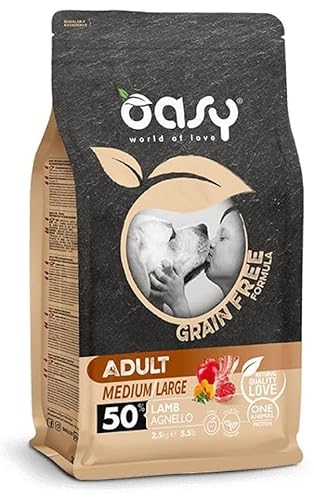 CROCCHETTE OASY GRAIN FREE ADULT MEDIUMLARGE AGNELLO. 2,5KG von Oasy