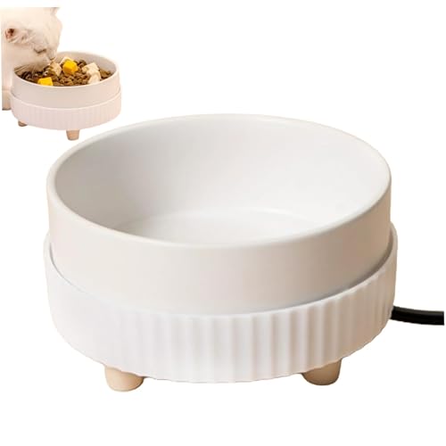 Erhitzte Hundesschüssel, 350 ml erhitzte Wasserschale, Winterthermie Pet Bowl, Außenheizter Wasserer für Hund, Katze (weiß) von Obelunrp