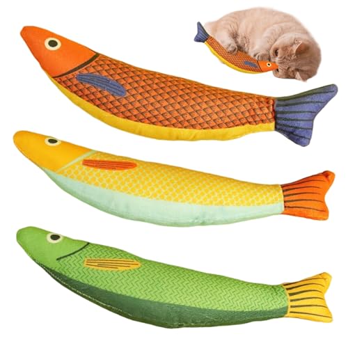 Fish Catnip Toys, 3pcs 8 -Zoll -Saure Fisch Katzenminister Crinkle Sound Toys, weiche interaktive Katzen -Kicker -Spielzeug, Fischkatze Spielzeug für Innenkatzen Kätzchen Langeweile Relief & Playtime von Obelunrp