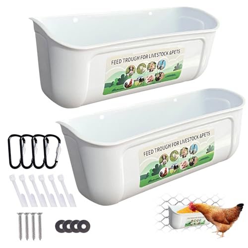 Hühnerfuttermittel -Futtertrog, 2pcs Hühnerfuttermittel, Hühnerwasser -Feeder Große Wassertrog mit Installationszubehör, Hanging Chicken Feeder Eimer für Viehweiß weiß von Obelunrp