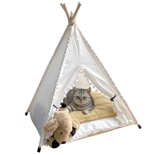 Obelunrp Katzenzelt, halbbezogenes Innenhundzelt mit Mini-Tafel, waschbares Haustier Tipee für kleine Katzen Hunde entspannend Schlafen (19,7 x 17 x 23,6 Zoll) von Obelunrp