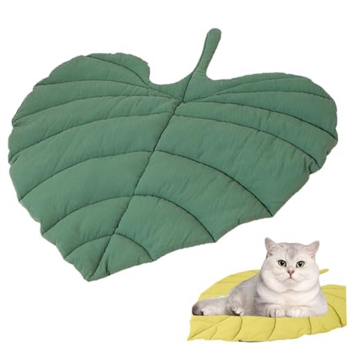 Obelunrp Blattkatze Matte, 68x66 cm Herzblattform-Katzenspielmatte, Doppelseiten Haustierwärmekissen, weiche Blattkatze Bett für Winter Hundekatze Lieferungen von Obelunrp