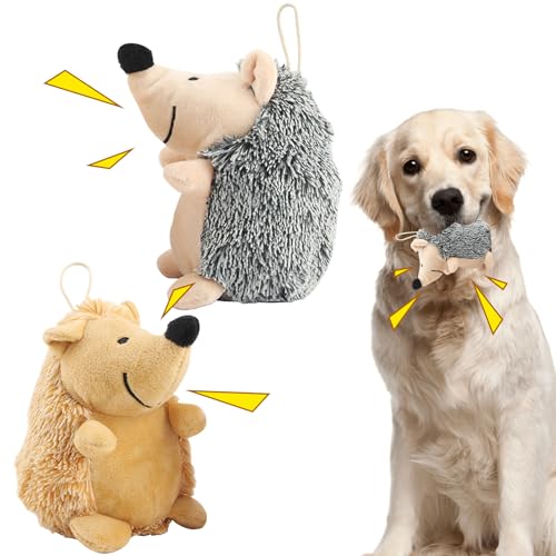 Obelunrp Hedgehog -Hund Spielzeug, 2pcs Hedgehog Quietschende Hund Spielzeug, Plüschgefüllte Tierhundspielzeug, interaktives Kauspielzeug für kleine Mittelhund (schwarz und braun) von Obelunrp