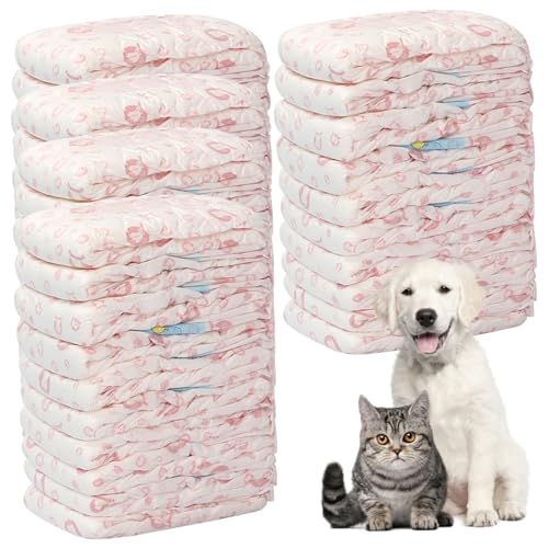 Obelunrp Weibliche Hundewindeln, 5 Beutel/50pcs Einweghundwindeln, elastische atmungsaktive Haustierwindeln für weibliche Hunde, hohe absorbierende Hundewindeln (S, 1-2 kg) von Obelunrp