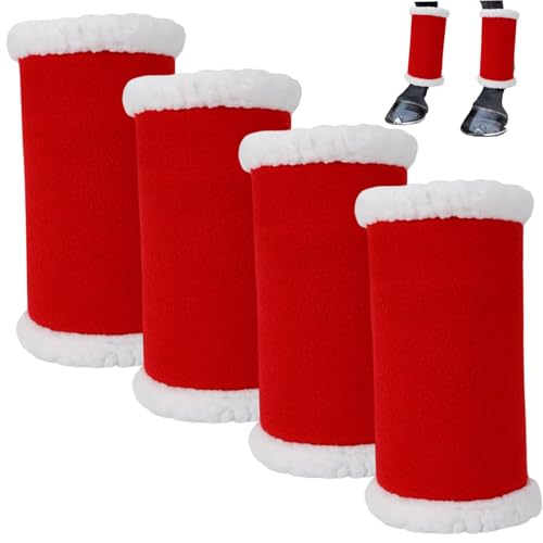 Obelunrp Weihnachtspferdbein Wraps, 4PCs/Set warmende Ermüdungsrelieve Stehende Wraps für Pferde für Weihnachtsfest-Dekorationen von Obelunrp