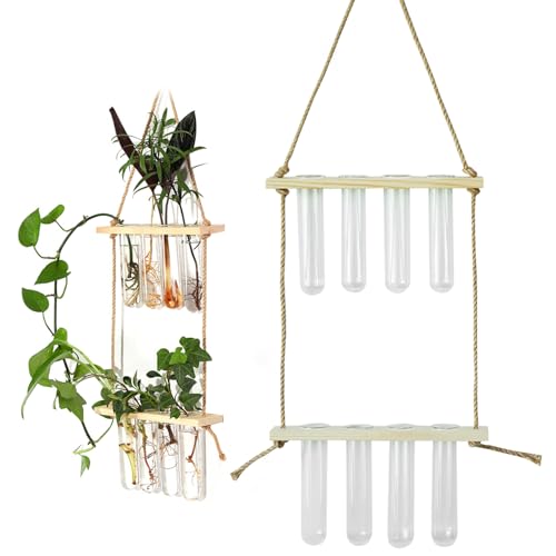 Terrarium, Pflanzenausbreitung Station 2 Stufe 8 Röhrchen Wasserpflanzanlage Ausbreitung Ständer Wand hängen transparent 7,9 x 35,4 Zoll Pflanzen Terrarium für Heimbüro, Pflanzenausbreitung von Obelunrp