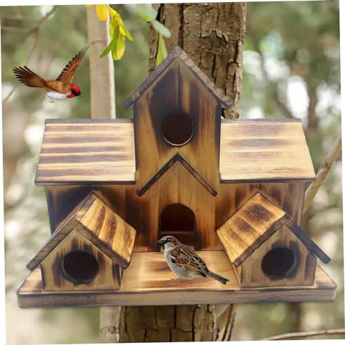 Vogelhäuser, Vogelhaus 5 Loch Vogelhäuser Zimmer für 5 Vogelfamilien Holz Vogelhäuser für außerhalb des Bluebird Tree Swallow Hängende Vogelhaus Dekoration für Garten, Vogelhäuser für draußen von Obelunrp