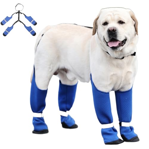 Wasserdichte Hundehuschschuhe, atembare Hundepfoten-Schutzschuhe mit Hosenträgern, rutschfeste reflektierende Hundestiefel, verstellbare Hunderegenstiefel für das Drehen, regnerische und schneebedeck von Obelunrp