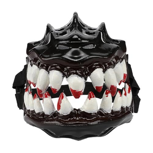 Gruseliger Hundemaulkorb mit Zähnen Halloween | Gruseliges Hundekostüm mit großen Zähnen | Gruselige Requisite für Halloween, Verstellbarer, urkomischer -Maulkorb, Bissschutz für Versammlungen, von Obesntln