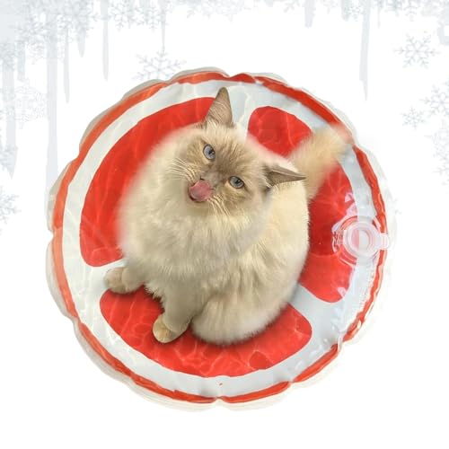 Katzen-Sensormatte – innovative Wasser-Sensormatte, runde kühlende Wasser-Haustier-Pads, wassersensorische Spielmatte mit Fruchtmustern für Hunde/Katzen von Obesntln