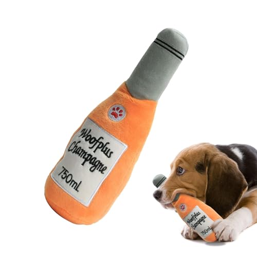 Obesntln Hunde-Plüschspielzeug – Hunde-Plüsch-Welpenspielzeug mit Cartoon-Champagner-Design – vielseitiges interaktives Welpenspielzeug für Spaß und Lernen für kleine und große Hunde von Obesntln