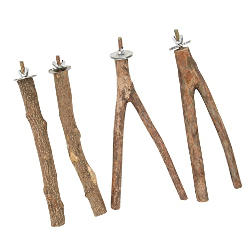 5-teiliges Holz-Vogelsitzstangen-Ständer-Set, Käfig-Sitzstangenständer zum Klettern und Spielen für Aras, Holzvogel für kleine Aras, Ständer, Äste, Ara-Käfig-Sitzstangen-Zubehör von Obetuens