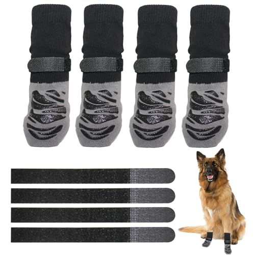 Obfuscate Rutschfeste Hundesocken verhindern Rutschen, Kratzen oder Lecken der Pfoten, schwarzes Silikonmaterial ist leicht zu reinigen, verstellbares Design ist besser geeignet für mittelgroße und von Obfuscate