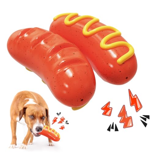 Occzin Hundespielzeug Unzerstörbares für Aggressive Kauer - Quietschend Hunde Spielzeug Hotdog Kauspielzeug Hund Durable Hundespielzeug Naturkautschuk Kauspielzeug für Kleine Mittelgroße Große Hunde von Occzin