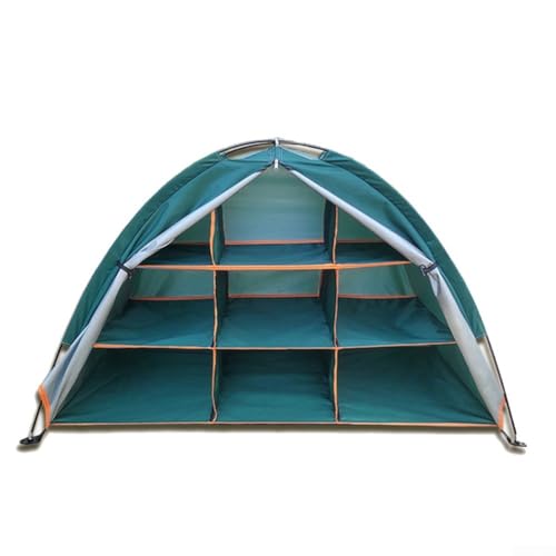 Aufbewahrungszelt mit 9 Regalen, wasserdichtes Outdoor-Aufbewahrungszelt, Oxford-Stoff, großes Fassungsvermögen, Camping-Aufbewahrungszelt mit Aufbewahrungstasche, 120 x 50 x 70 cm (grün) von Oceanlend