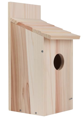 Oceek Zedernblau Vogelhaus Holz Vogelhaus Bluebird Kastenhaus Zedernkönig und Küken Zaunkönig Zuhause Outdoor Hängend Holz Vogelhaus montiert OceeK Kolibri Haus (1 Packung 3115 montiert) von OceeK