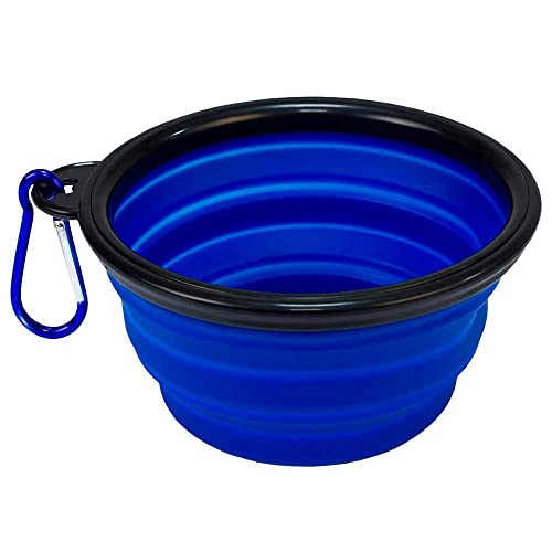 OcioDual Trinknapf Faltbar Futternapf 1000ml Blau für Hund Katzen Hunde Haustiere Fressnapf Napf Reise Haustier Futternapf Hundenapf Wassernapf Collapsible Dog Bowl mit Karabiner von OcioDual