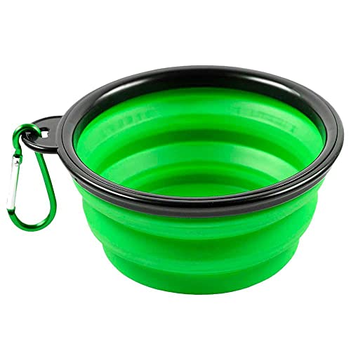 OcioDual Trinknapf Faltbar Futternapf 350 ml Farbe Grün für Hund Katzen Hunde Haustiere Fressnapf Napf Reise Haustier Futternapf Hundenapf Wassernapf Collapsible Dog Bowl mit Karabiner von OcioDual