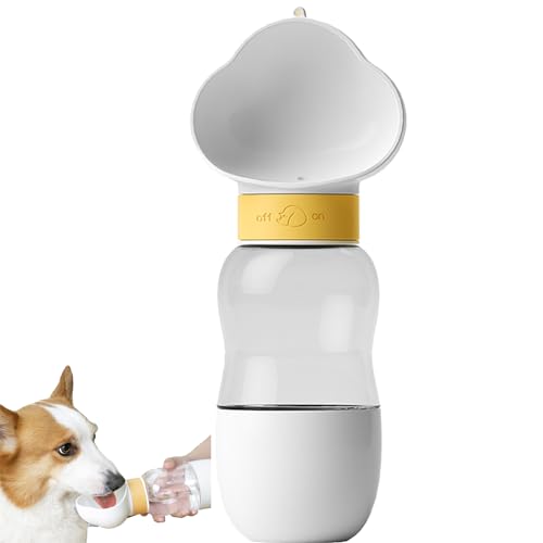 Hunde Wasserflasche, Hund Wasserflasche Auslaufsicherer, tragbare Haustier 350ml Wasserflasche mit 200ml Futterbehälter, Pet Wasserflasche, für Haustiere im Freien Wandern, Reisen, Campen von Ockyunoo