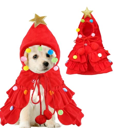 Hundekostüm Weihnachten, Hund Weihnachten Weihnachten Haustier Kostüme, Katze Hund Umhang Weihnachtsbaumform, Einstellbar Weihnachten Umhang Weihnachtskostüm für Katze Welpen Geschenk von Octonyluck