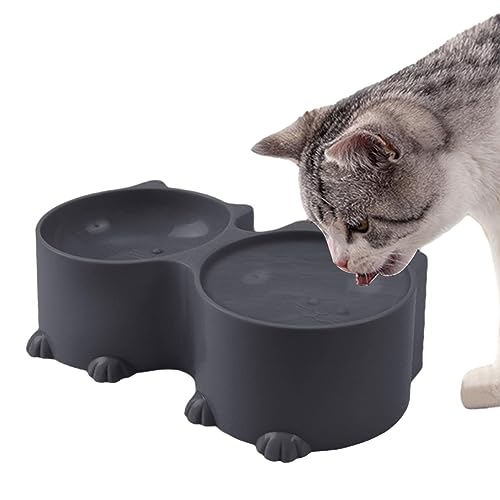 Doppelte Hunde- und Katzennäpfe - Katzen-Design, geneigtes, erhöhtes Wasser- und Futternapf-Set für Haustiere - Erhöhte Welpennäpfe für kleine Hunde, Wasser- und Futternapf-Set für Haustiere, Odavom von Odavom