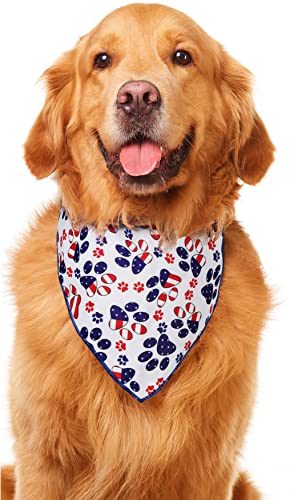 Odi Style 4. Juli Hundehalstuch,Amerikanische Flagge Hundehalstücher für kleine, mittelgroße, große Hunde, blau, weiß von Odi Style