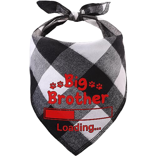 Odi Style Big Brother Hundehalstücher - Hundehalstücher Big Brother Loading Bedruckt, Gender Reveal Bandana für kleine, mittelgroße und große Hunde, Schwangerschaftsankündigung, Haustierzubehör, Weiß von Odi Style