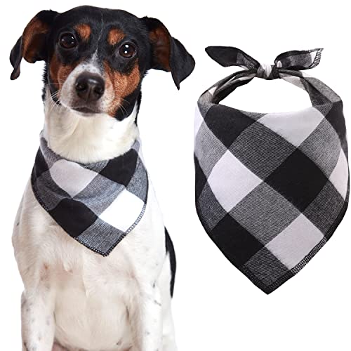 Odi Style Buffalo Plaid Hundehalstuch,Weiches, atmungsaktives und auffälliges Hundehalstuch, Taschentücher Schals, Lätzchen, Zubehör für kleine Hunde, Katzen, schwarz und weiß kariert, Einzelstück von Odi Style