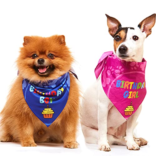 Odi Style Hunde-Geburtstags-Bandana, 2 Stück, Hundegeburtstag, Jungen, Mädchen, Halstücher für Hunde, Welpen, Geburtstagsparty, Größe S von Odi Style