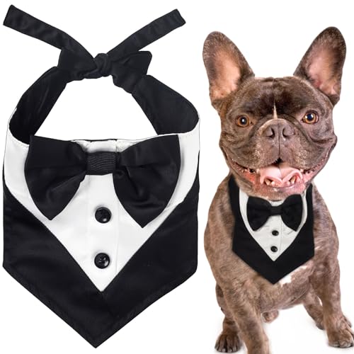 Odi Style Hunde-Smoking für kleine Hunde – cooles Verlobungsgeschenk, Hunde-Hochzeitsanzug mit Fliege, Hunde-Tux-Hochzeitskostüm, Bandana, Verlobungsgeschenke, Brautparty, Fotografie-Requisiten von Odi Style